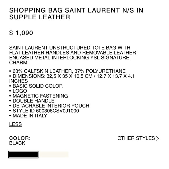 Saint Laurent Leather Tote Bag - Picture 6 of 16
